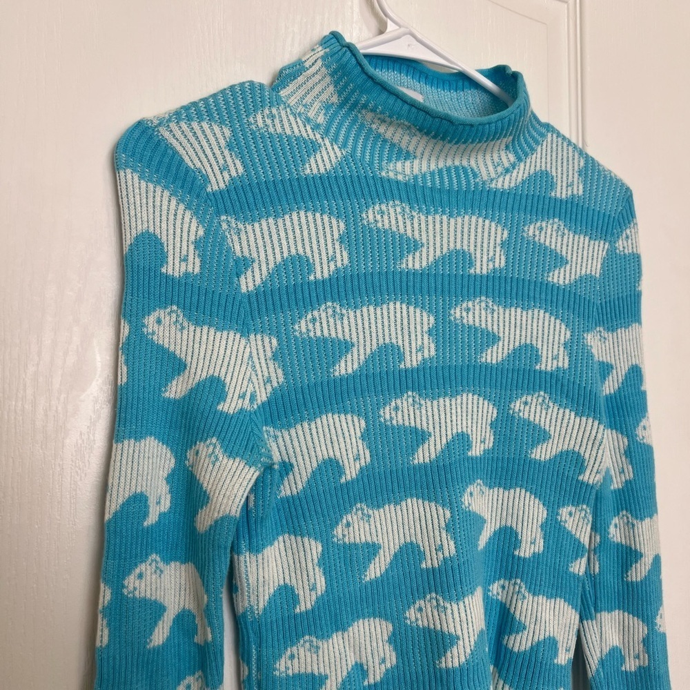 Urban Outfitters Polar Bear Graphic Knit Mock Neck crop sweater size S - Picture 3 of 12